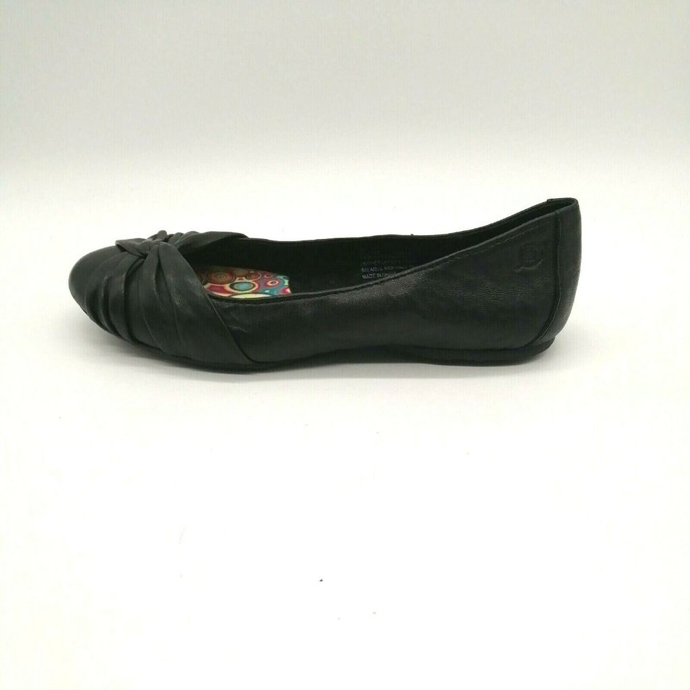Born Black Leather Knot-Front Ballet Flat